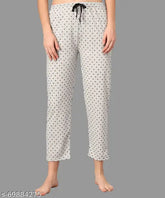 Grey cotton maxi night dress lounge wear pyjama for women & girls (Pack of 1), printed and elasticated